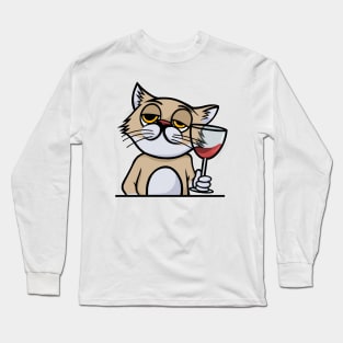 Pawr Me Some Wine | Cat enjoying a glass of red wine Long Sleeve T-Shirt